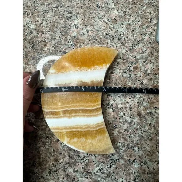 Banded Orange Calcite Moon - Picture 6 of 8